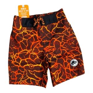 Gymboree Boys  " Dinosaur Lava " Orange/Black Swim Trunks